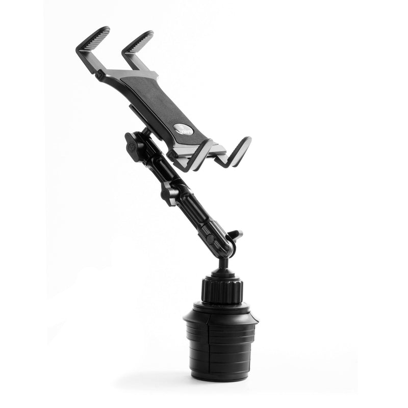 Tackform Tablet Cup Holder Mount for Car or Truck [Enduro Series ] Heavy Duty ELD Mount - Aluminum 3-Way Adjustable Arm with Universal Spring Loaded Tablet Cradle 20 Series