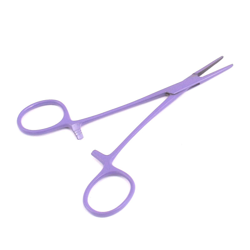 OdontoMed2011® Colourful Stainless Steel Hemostat Hemostatic Forcep, Ear Hair Pull Forcep (5" Straight, Full Purple) 5" Straight