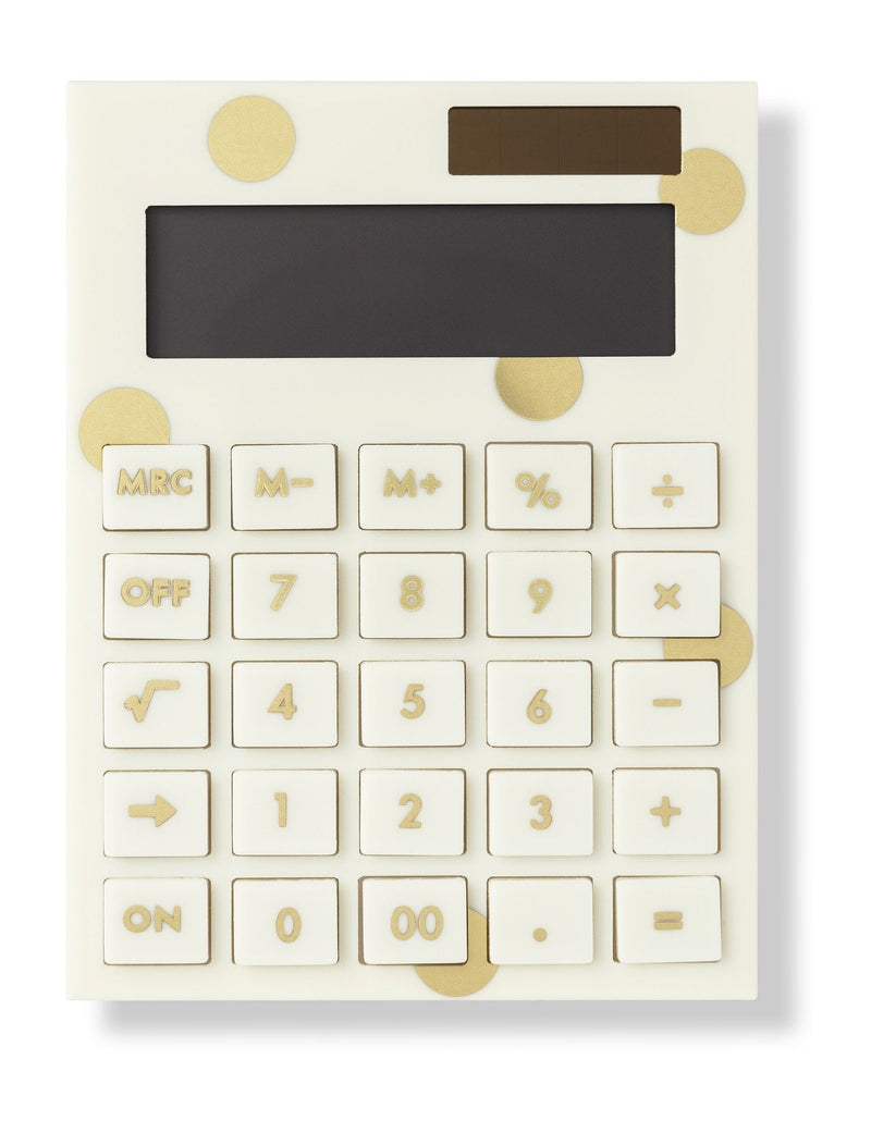 Kate Spade New York Standard Function Desktop Calculator, Acrylic Solar Powered Calculator, Gold Dot