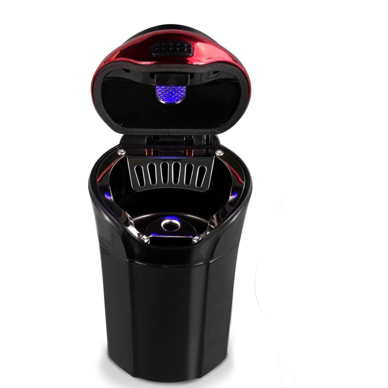 Car Ashtray, Car Ashtray Lighter Set Detachable, Car Ashtray with Lid Blue LED Light Indicator for Car, Home, Office and Travel Red ashtray