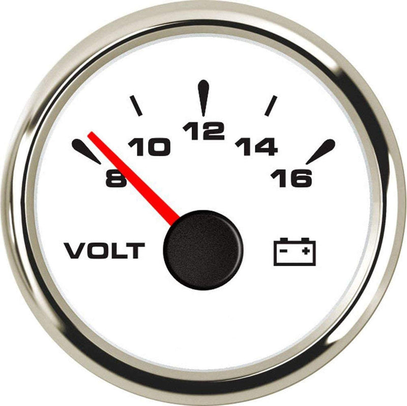 SAMDO 7 Backlight 52mm Universal Digital Voltmeter Gauge Volt Meter 8-16V for Boat Yacht Auto Motor Home Truck White