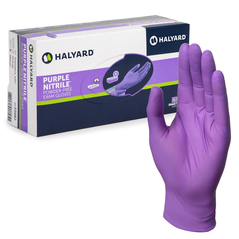 HALYARD Purple Nitrile Dental Patient Exam Gloves, Non-Sterile, 5.9 mil, 9.5 Inches, Purple, Medium, 53432 (Box of 100)