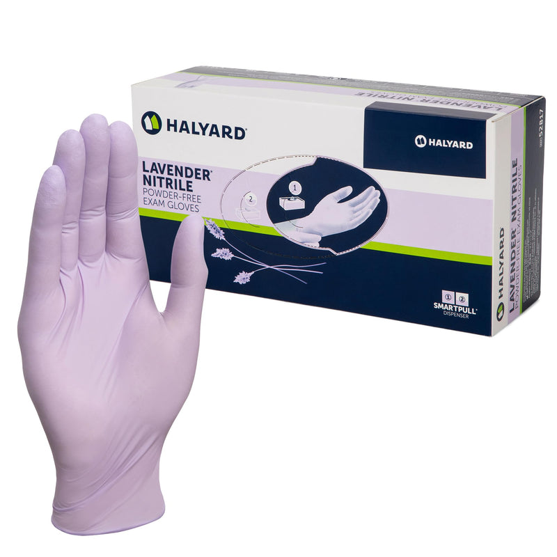HALYARD Lavender Nitrile Exam Gloves, 5.9 mil, 9.5 Inches, Lavender, X-Large, Box of 90 - Powder Free, Non Sterile Disposable Gloves Small 250