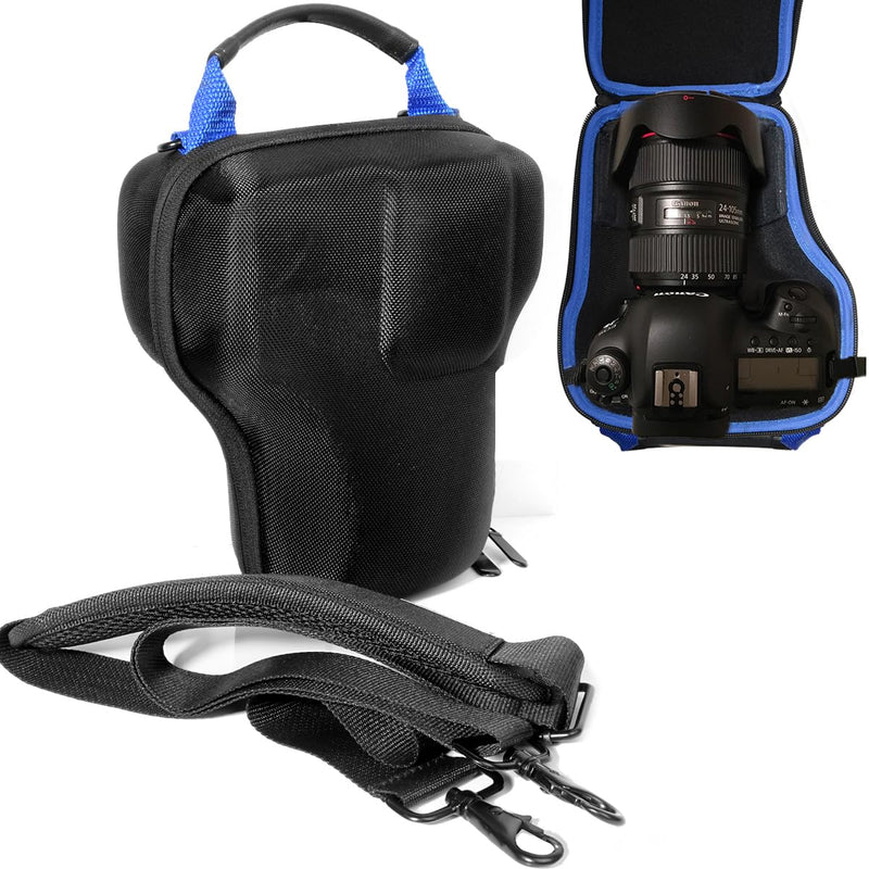 DSLR Case for Canon EOS Rebel T7, T7i, T6, T8i, SL3, 2000D, 4000D, 90D, M50 Mark II, 5D, 6D; Nikon D5600, D3500, D7500; Panasonic Lumix FZ300, FZ1000 (Black)