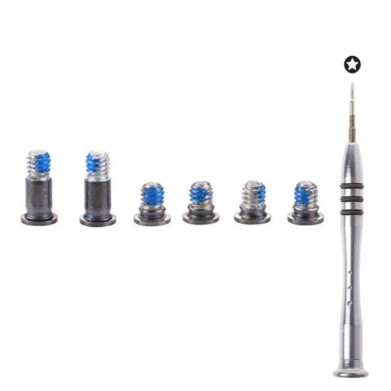 Replacement 6pcs/Set Bottom case Screws + 1pcs 5 Point Pentalobe Screwdriver for MacBook Retina 13'' A1706 (EMC 3071) (EMC 3163) with Touch Bar, A1989 EMC(3214) MR9Q2LL/A, A2251 MWP42LL/A 2018 (Gray) Gray + Screwdriver