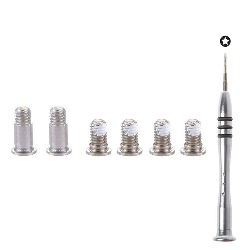 6pcs/Set Bottom case Screws + 1pcs 5 Point Pentalobe Screwdriver for MacBook Retina 15-inch A1707 (Touch Bar) (EMC 3072) (EMC 3162) 2016-2018,A1990 (EMC 3215) MR932LL/A MR942LL/A 2018 Year Silver + Screwdriver