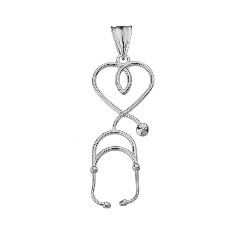 Fine Sterling Silver Heart-Shaped Stethoscope Pendant