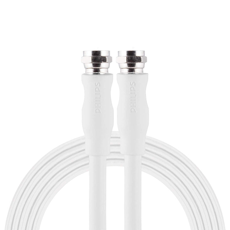 Philips RG6 Dual Shield Coaxial Cable, 25 ft. Ideal for TV Antenna DVR VCR Satellite Cable, F-Type Connectors, 3Ghz Digital, White, SWV2175H/37 25 Feet