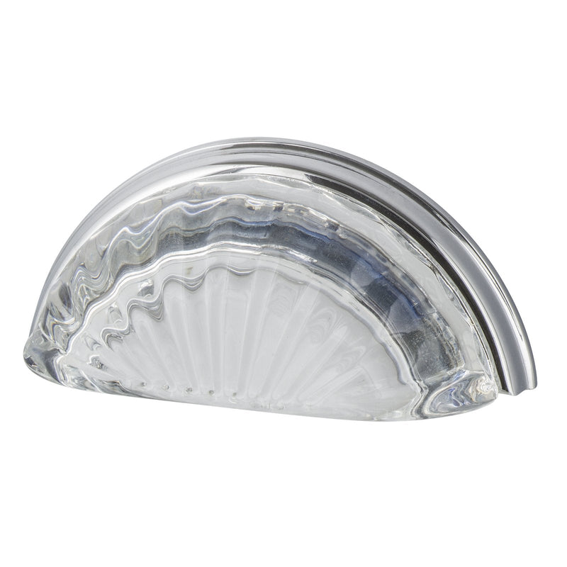 Nostalgic Warehouse 755417 Clear Center in Bright Chrome Fluted Crystal Cup Pull, 3"