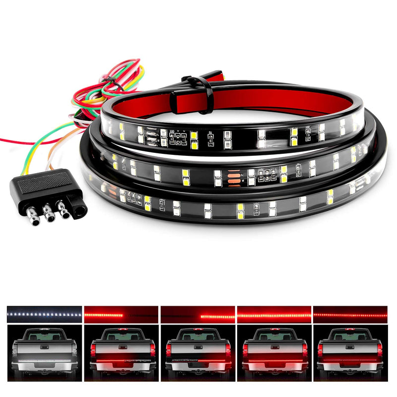 Nilight 60 Inch Truck Tailgate Light Bar Double Row LED Flexible Strip Red Running Brake Turn Signal White Reverse Back Up Lighting Modes for Pick Up Truck SUV