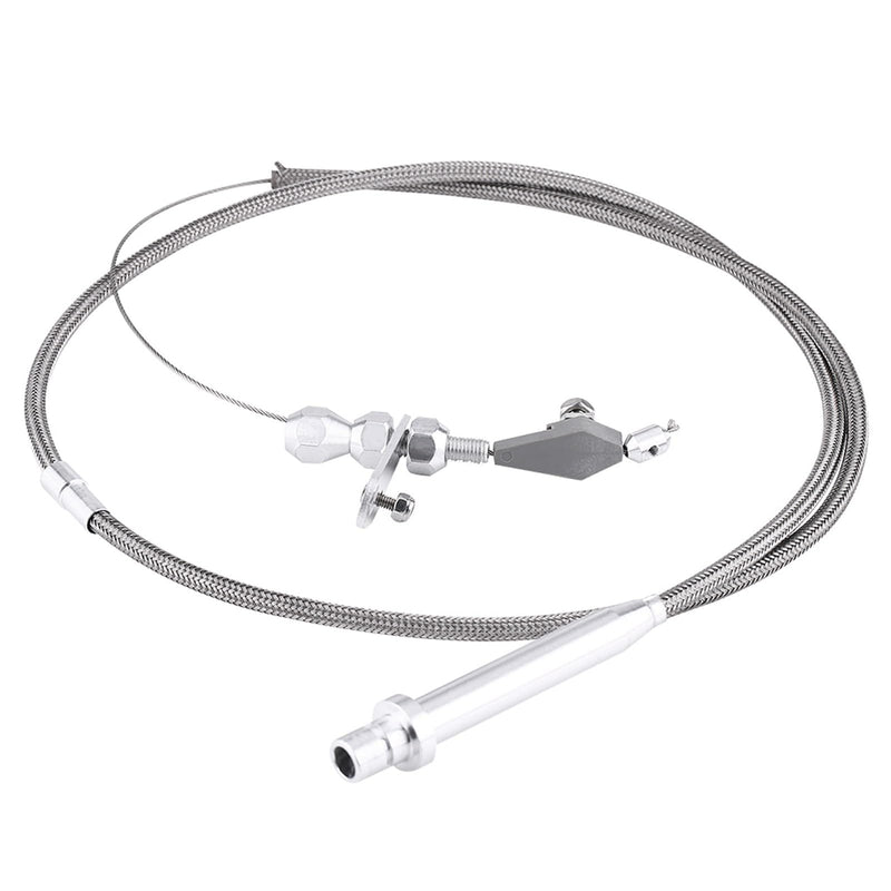 Keenso Th350 Kickdown Cable, Silver Stainless Steel Braided Kickdown Cable for 350 Turbo Transmission Assembly Detent Kickdown for Chevy TH350