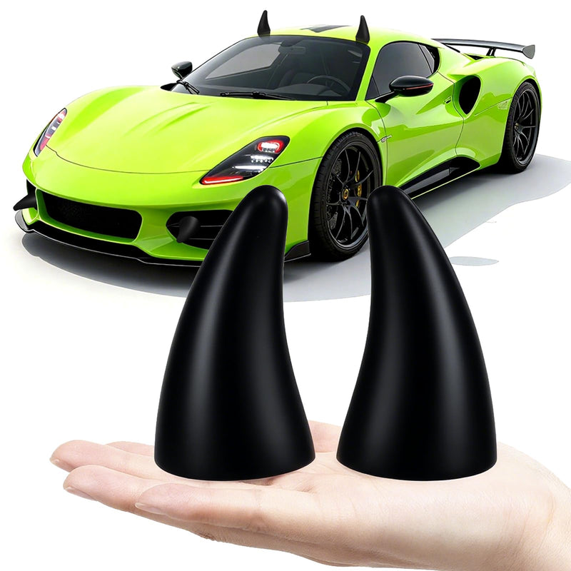 Car Auto Truck Elasticity 3D Devil Horns Sticker Bumper Decor Anti Collision [BLACK] 2Pcs/Set[US Warehouse] Halloween Christmas Gift (Black) Black