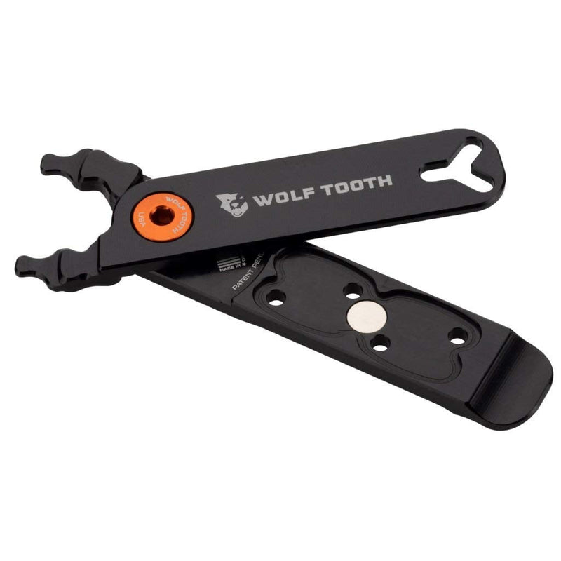 Wolf Tooth - Master Link & Plier - Pack Pliers | Bike Multi Tool Quick Link Pliers with Bike Tyre Levers, Valve Core Remover | Chain Tools 9/10/11/12 Speed Bicycle Repair | Orange