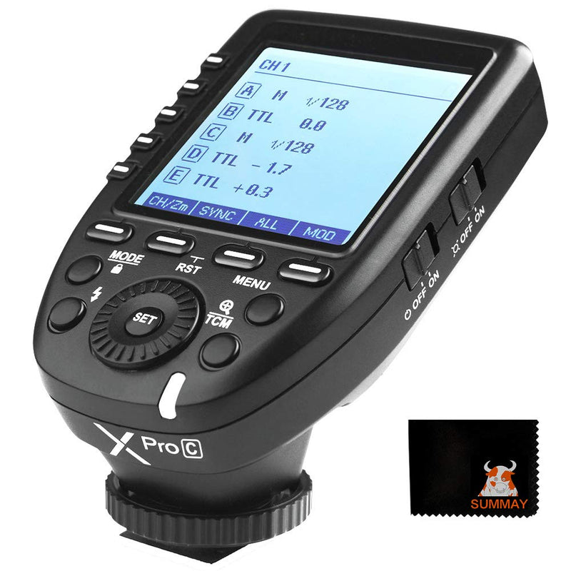 GODOX Xpro-C TTL Flash Trigger 1/8000s HSS Trigger Transmitter for 2.4G X Wireless System,5 Dedicated Group Buttons
