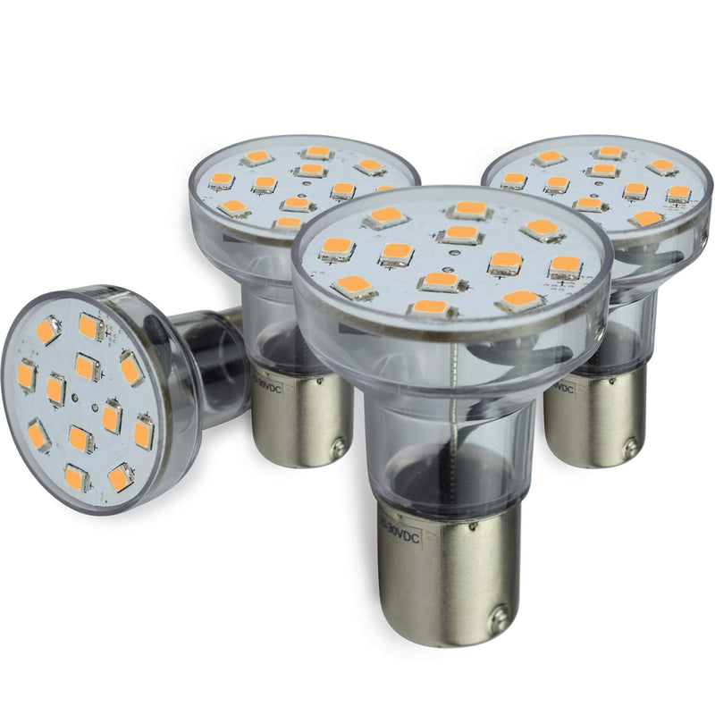 Leisure LED RV Trailer Motorhome LED Spot Light 1156 1139 1141 1383 LED Bulb 2 Watt 275 Lumen CW 10-30Volt 12Volt Long Neck (Warm White 3500K, 4-Pack Long Neck) Warm White 3500K
