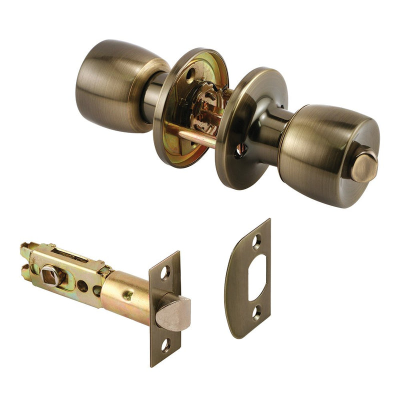 Prime-Line MP65044 Privacy Knob, Fits 2-3/8 In. and 2-3/4 In. Backset, Tulip, Antique (Single Pack) | Fits 2-3/8 in. Backset, Fits 2-3/4 in. Backset