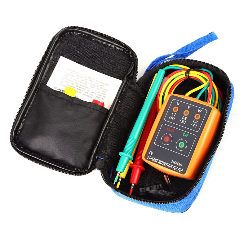 1 Set Portable Sequence Tester -852B 60V~600V AC 3-Phase Sequence Order Rotation Indicator Tester 20Hz-400Hz