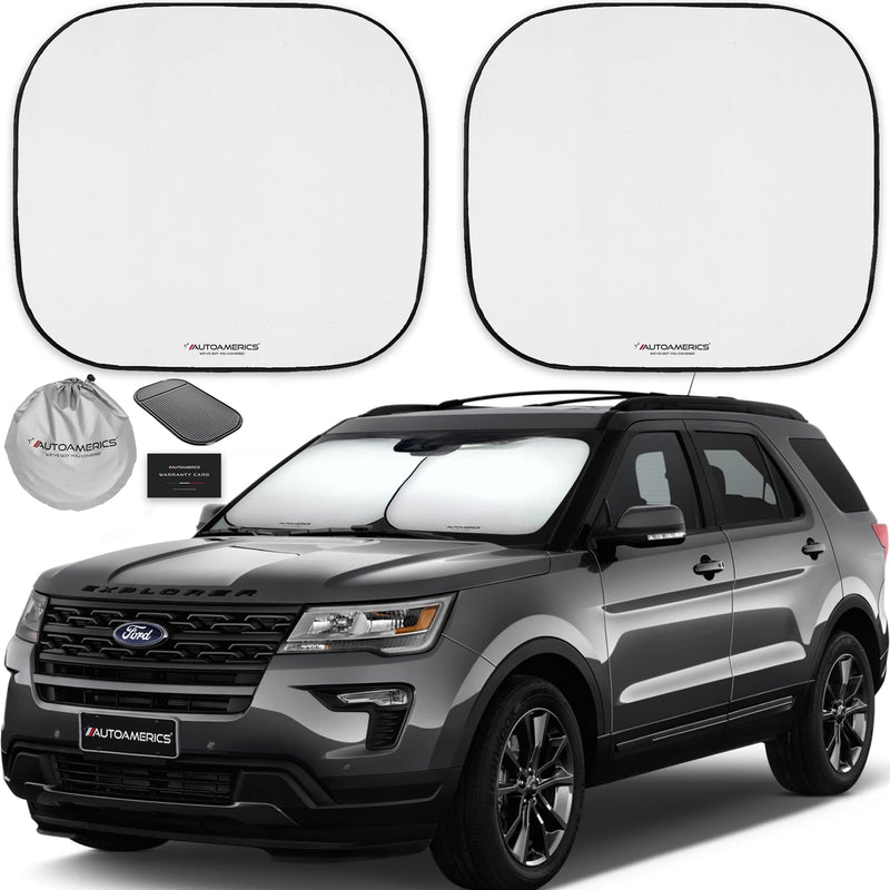  [AUSTRALIA] - Autoamerics Windshield Sun Shade 2-Piece Foldable Car Front Window Sunshade for Most Sedans SUV Truck - Auto Sun Blocker Visor Protector Blocks Max UV Rays and Keeps Your Vehicle Cool - Medium Fit STANDARD SILVER STANDARD (MEDIUM)