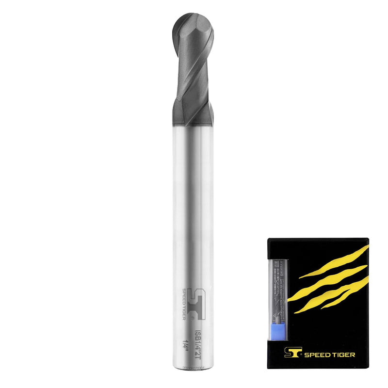 SPEED TIGER Micrograin Carbide Ball Nose End Mill - 2 Flute - ISB1/8 2T (5 Pieces, 1/8") - for Milling Alloy Steels, Hardened Steel, Metal – Mill Bits Sets for DIYers & Professionals 5 1/8 in