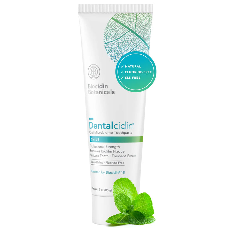 Biocidin Dentalcidin Whitening Toothpaste - Mint Fluoride Free Toothpaste for Sensitive Teeth - 18 Botanical Blend - Promote a Healthy Oral Microbiome, Plaque Removal, Gum Health - Plant Based (3 oz) Dentalcidin Toothpaste