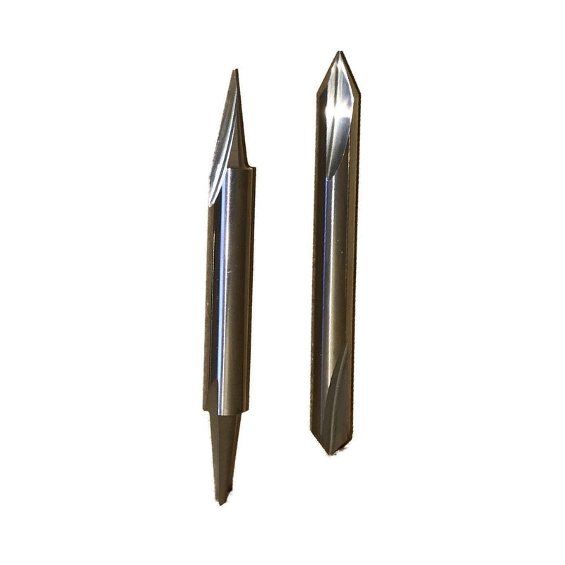 FOOS Wood Carving 2 Sides 2pcs Set - 90°/60° V-Groove & 20° profile/15° Carving Liner - Solid Carbide Router bit 1/4” Shank