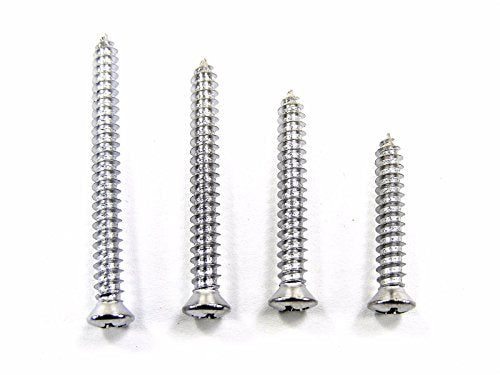 Retro-Motive #8 Phillips Oval Head Chrome Trim Screws- 1" to 1-3/4" Long- (100 Screws Total- 25 of Each Size) #2078