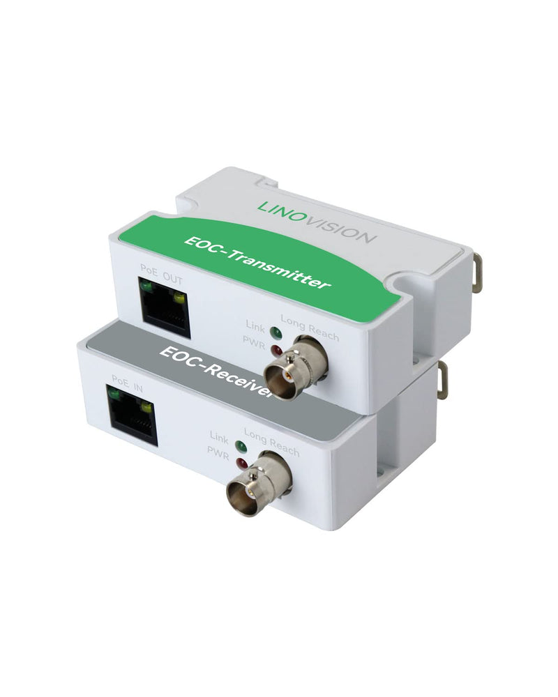 LINOVISION POE Over Coax EOC Converter IP Over Coax Max 3000ft Power and Data Transmission Over Regular RG59 Coaxial Cable for Upgrading Analog Surveillance System to IP Surveillance System 1 pack