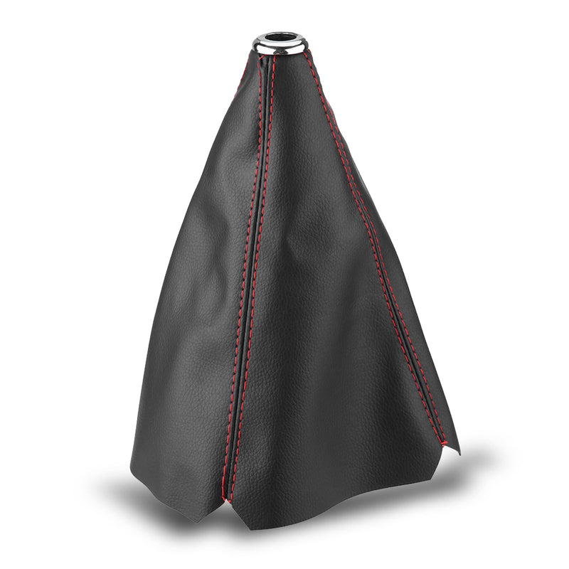 Shifter Boot Universal, PU Leather Shift Boot Retainer Stick Shift Sleeve Gear Shifter Boot Gear Gaiter Cover Black Bright Red Stitch
