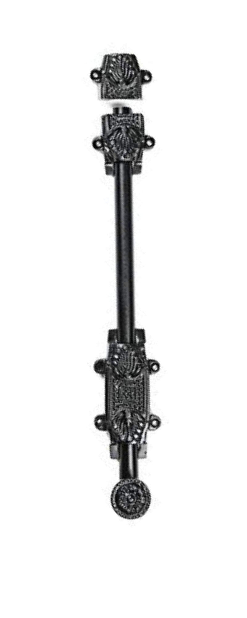 A29 Door Sliding Bolt & Latches, 12 X 1 1/4 X 1 7/8 inches with 3 Gate Latch, Barrel Bolt Iron Black Powder Coat Finish, Security Slide Lock for Doors Gates Cabinet 12 x 1-1/4 Inch