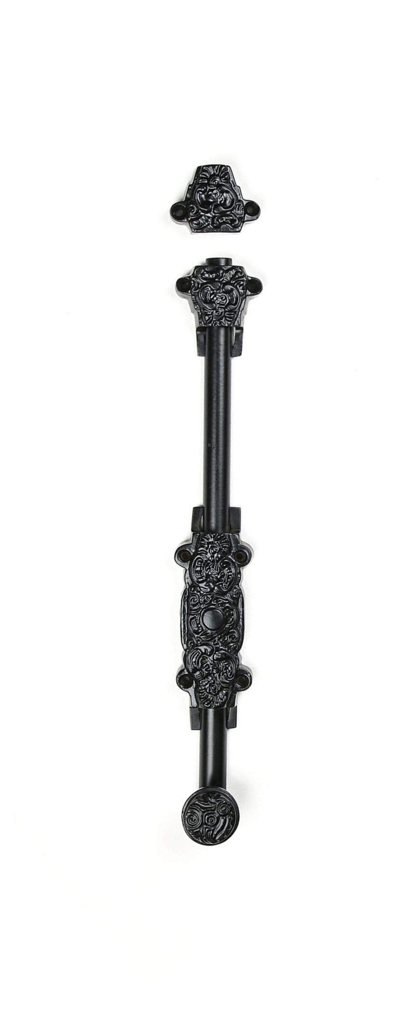 A29 Iron Surface Door Slide Bolt 12 X1 1/4 X 1 7/8 inches with 3 Gate Latch Black Powder Coat Finish 12 x 1 1/4 Inch