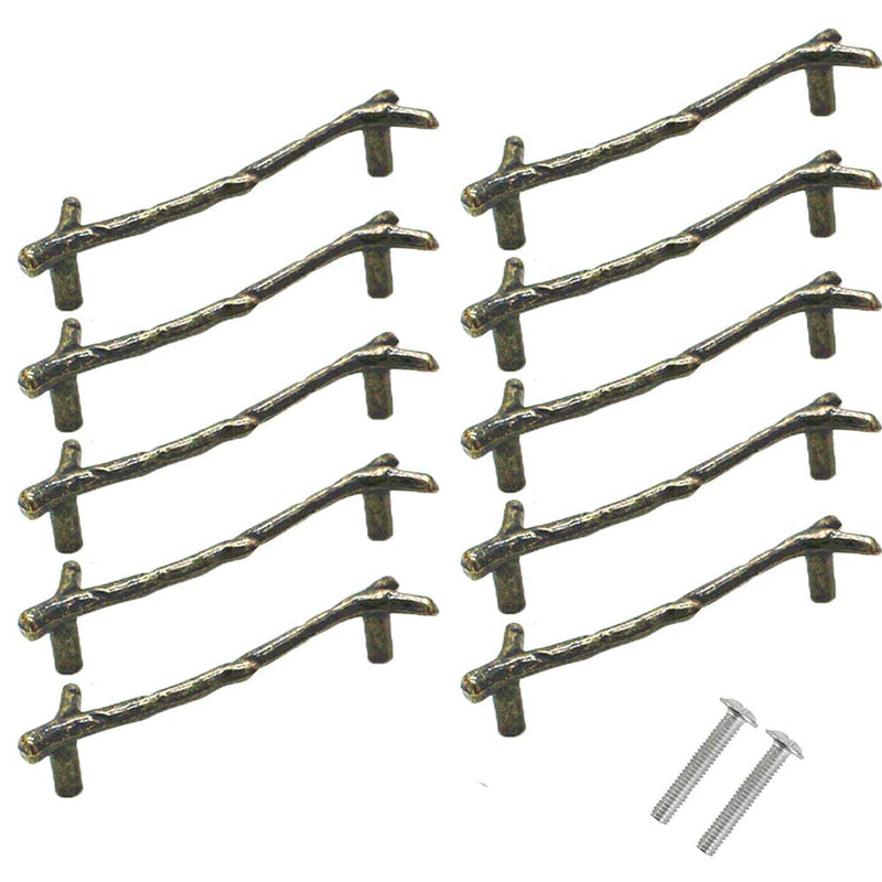 AchNau 10x Cabinet Handle Pulls Wardrobe Drawer Door Cupboard Knobs Twig Hole Center 3-3/4" Bronze 96 mm (3-3/4 in)
