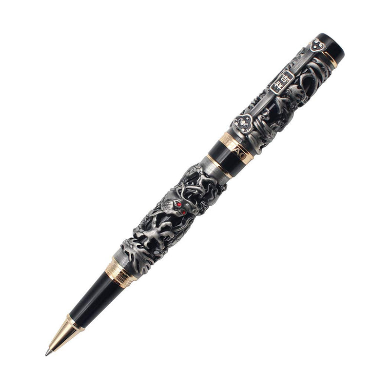 3D Jinhao Dragon Rollerball Pen Phoenix pattern Business Pens Ancient silver and black