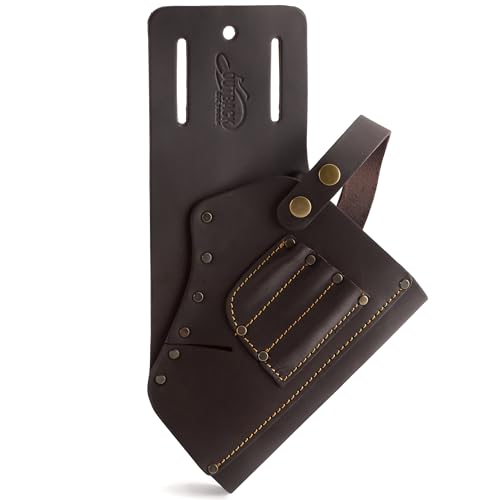 OX Tools Leather Tool Holsters & Pouches – Hammer, Tape Measure, Utility & Roofer’s Knife Holders – Durable Oil-Tanned Leather for 2" Tool Belts Drill Holster