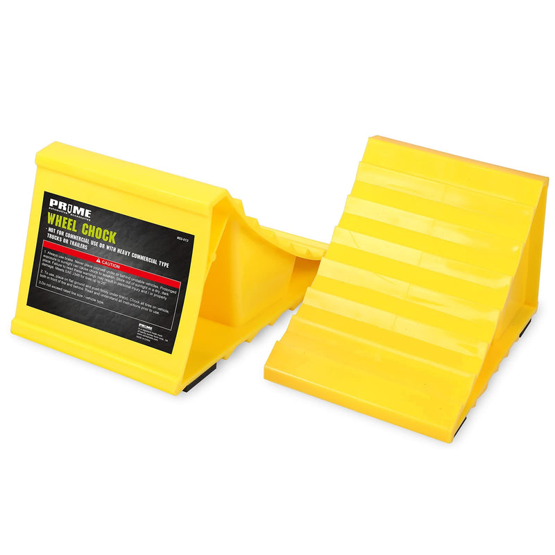 PR1ME Wheel Chocks with Non-Slip Base for RV & Trailer. 2 Pack Heavy Duty Wheel Chock with Bright Yellow. Lightweight Wheel Stoppers for Cars Camper Trucks RVs, Fit for Most Tyre Sizes wheel Chock 2 Pack