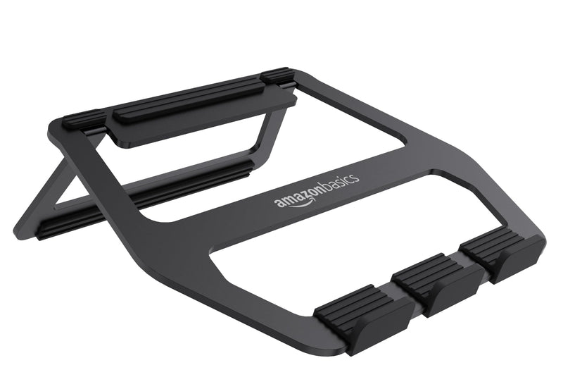 Amazon Basics Aluminum Portable Foldable Laptop Support Stand for Laptops up to 13", Black 13"