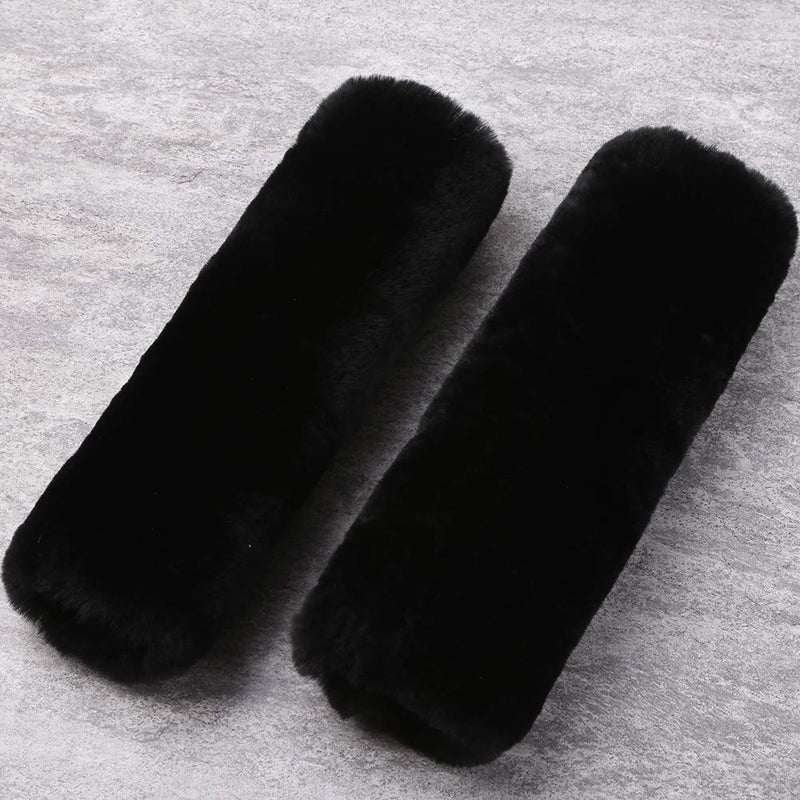 Authentic Sheepskin Car Seat Belt Pad,2 Pack Soft Seat Belt Cover for Shoulder Pad Neck Cushion Protector Car Accessories by Genuine Natural Merino Wool (Black) Shearling Wool Black