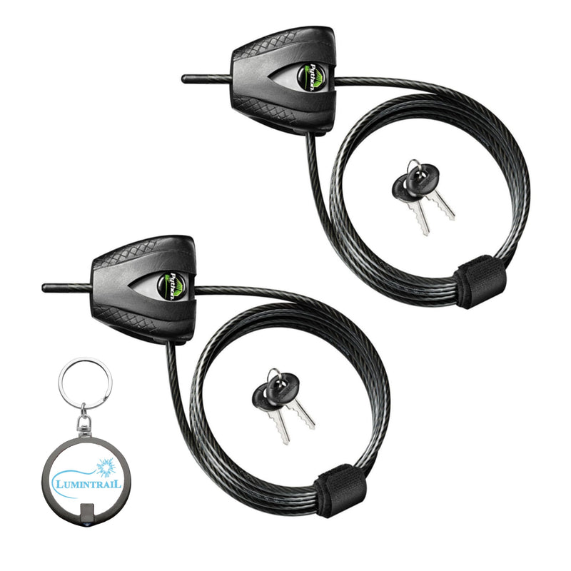 Master Lock 8417D Cable Lock, Python Adjustable Keyed Cable Lock, 6 ft. Long, 2 Pack Bundle with Keychain Light