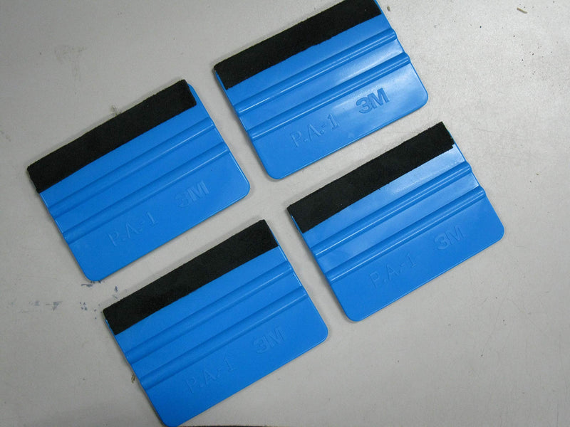 3M Plastic Felt Edge Squeegee 4 inch for Car Vinyl Scraper Decal Applicator Tool (with Black Felt Edge) (4pc)