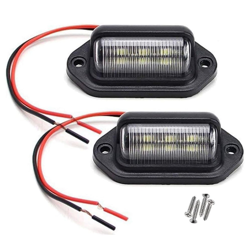 2 PACK License Plate Light, 12V 6-SMD LED License Plate Lamp Taillight for Truck SUV Trailer Van, Step Courtesy Lights, Dome/Cargo Lights Black 2-pack