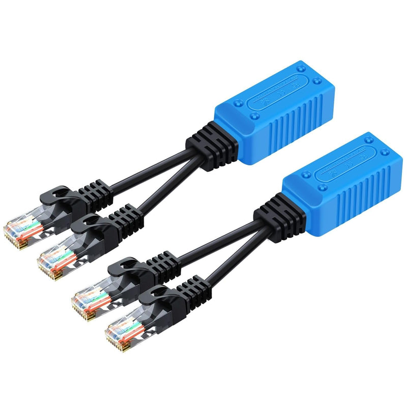 TNP RJ45 Ethernet Cable Combiner/Splitter Kit (1 Pair) - 2 Male to 1 Female POE Data Adapter LAN Ethernet Network Extender Y Splitter Cat5 Cat5e Cat6 UPOE Cable for Surveillance Security Monitoring 1 Pair 2MMF