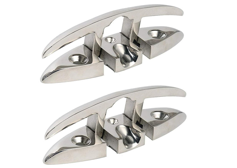 Amarine Made Pair of 6" Stainless Folding Cleat, Flip-up Dock Cleat Retractable Cleats-Enhance Safety and Appearance of Any Boat