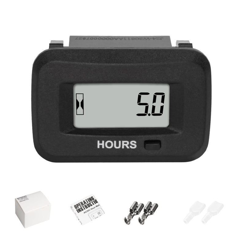  [AUSTRALIA] - NR-HM038AD AC/DC 5V to 277V,Snap-in Digital LCD Hour Meter Kit,Initial Hours Settable,Resettable Partial Running Hours,Built-in Battery,Waterproof,Use for ZTR Lawn Mower Tractor Generator