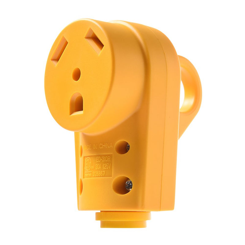 SnowyFox RV 30 Amp Female Replacement Plug - Heavy Duty 30 Amp RV Plug Receptacle with Ergonomic Handle, Designed to Accommodate Wire 30F Plug