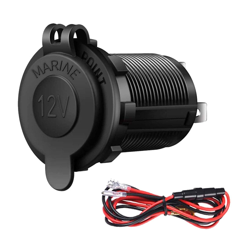 Cigarette Lighter Socket Car Marine Motorcycle ATV RV Lighter Socket Power Outlet Socket Receptacle 12V Waterproof Plug by ZHSMS Black