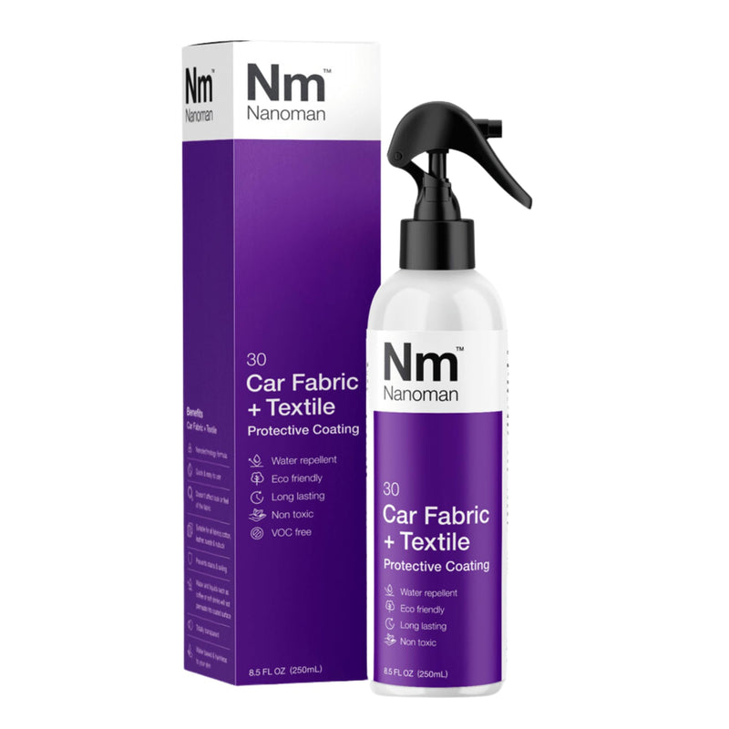 NANOMAN Nano-technology Car Fabric & Upholstery Care - Hydrophobic Waterproof Protector and Stain Guard for Auto Interior Fabrics, Seats, Carpets and Floor Mats. 8.5 Fl Oz (Pack of 1)