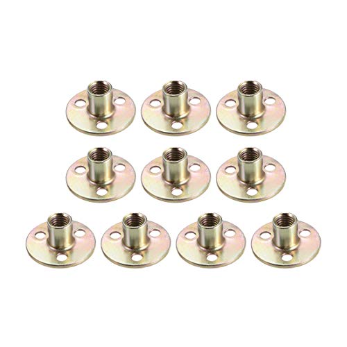 uxcell M10x37x2.5mm Brad Hole Tee Nut Carbon Steel T-Nuts Furniture Hardware Flange Insert Female Thread 10pcs