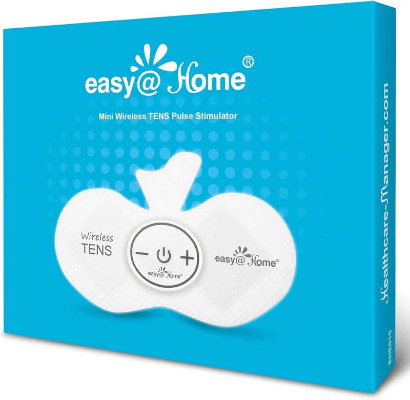 Easy@Home Rechargeable Compact Wireless TENS Unit - 510K Cleared, FSA Eligible Electric EMS Muscle Stimulator Pain Relief Therapy, Portable Pain Management Device EHE015 Blue
