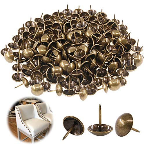 Keadic 250Pcs 5/8" Antique Upholstery Tacks, Bronze Furniture Nails Pins Furniture Push Pins Thumb Tacks Round Head Upholstery Pins Decorative Furniture Push Pins for DIY Projects 5/8"(250pcs)