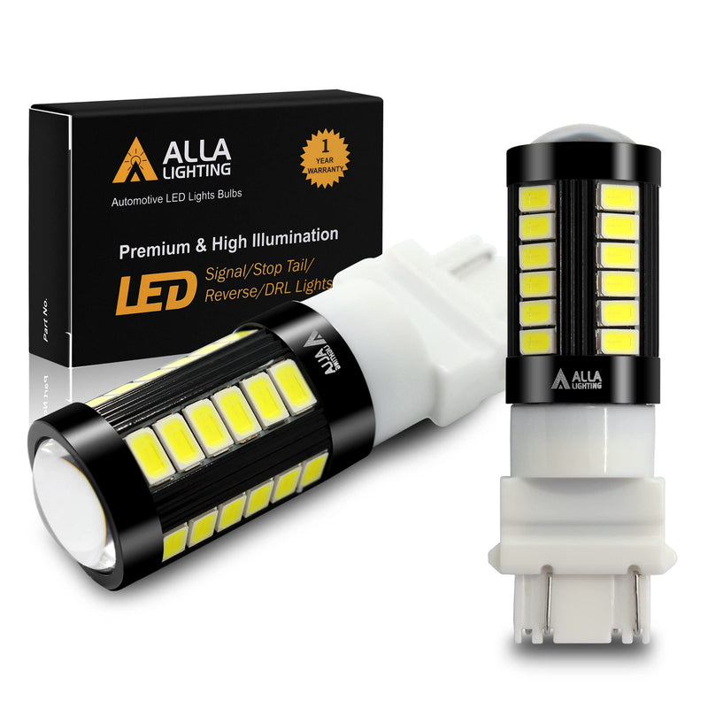 Alla Lighting 2800lm T25 3156 3157 LED Bulbs, White Reverse/Signal/Brake Tail/DRL Lights 4114 3056 4057 4157 3457K 3057 6000K Xenon Xtreme Super Bright 12V 5730 33-SMD Upgrade 6000K Xenon White