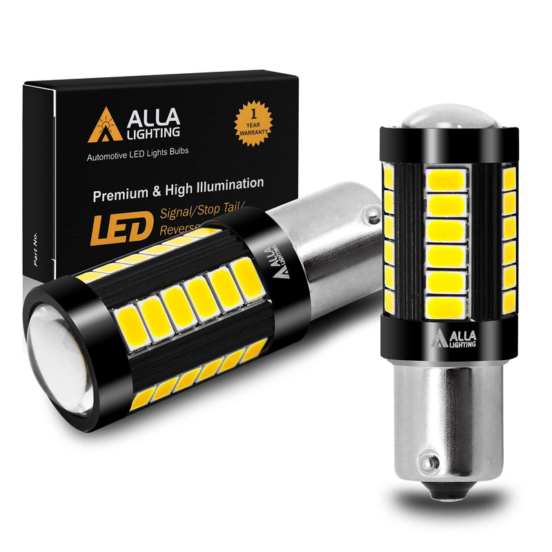 Alla Lighting 2800lm BA15S 1156 LED Bulbs, White Back-up Reverse/Signal/Brake/Tail/DRL Lights 7506 P21W 1141 3497 1003 1073 199 2396 93 97 6000K Xenon Super Bright 12V 5730 33-SMD Upgrade 6000K Xenon White
